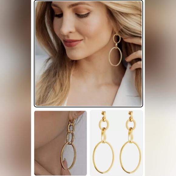 Vita Fede Cassio Earrings Gold Tone Modular Linked Hoops MSRP $388 NWT - Picture 3 of 13